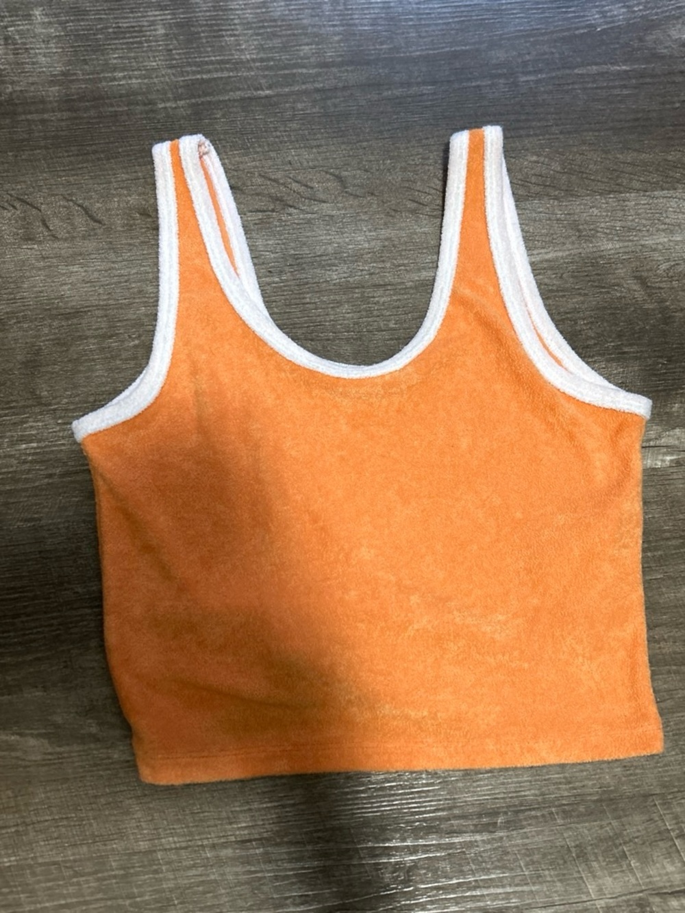 Hollister Orange Terry Crop Tank with White Contrast